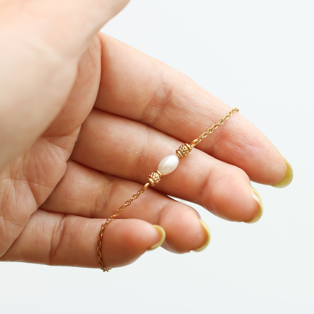 bracelet perle eau douce pierre naturelle blanc