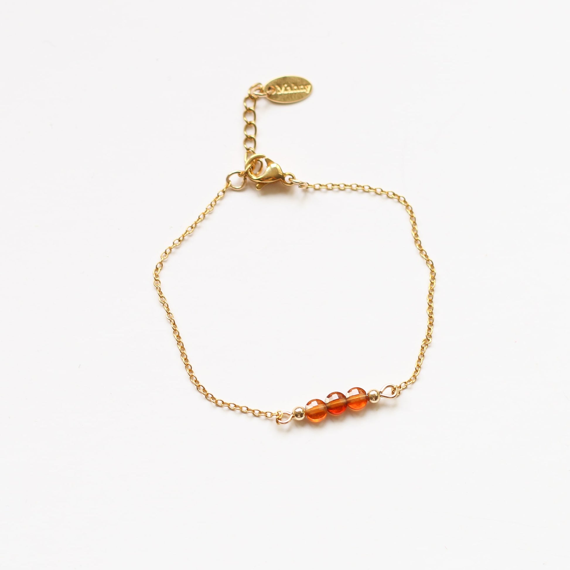 bracelet perle grenat orange acier bijou