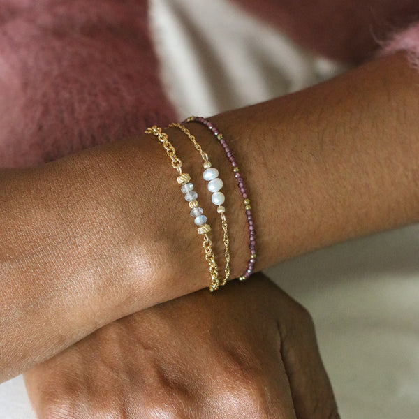 bracelet perle grenat violet artisan