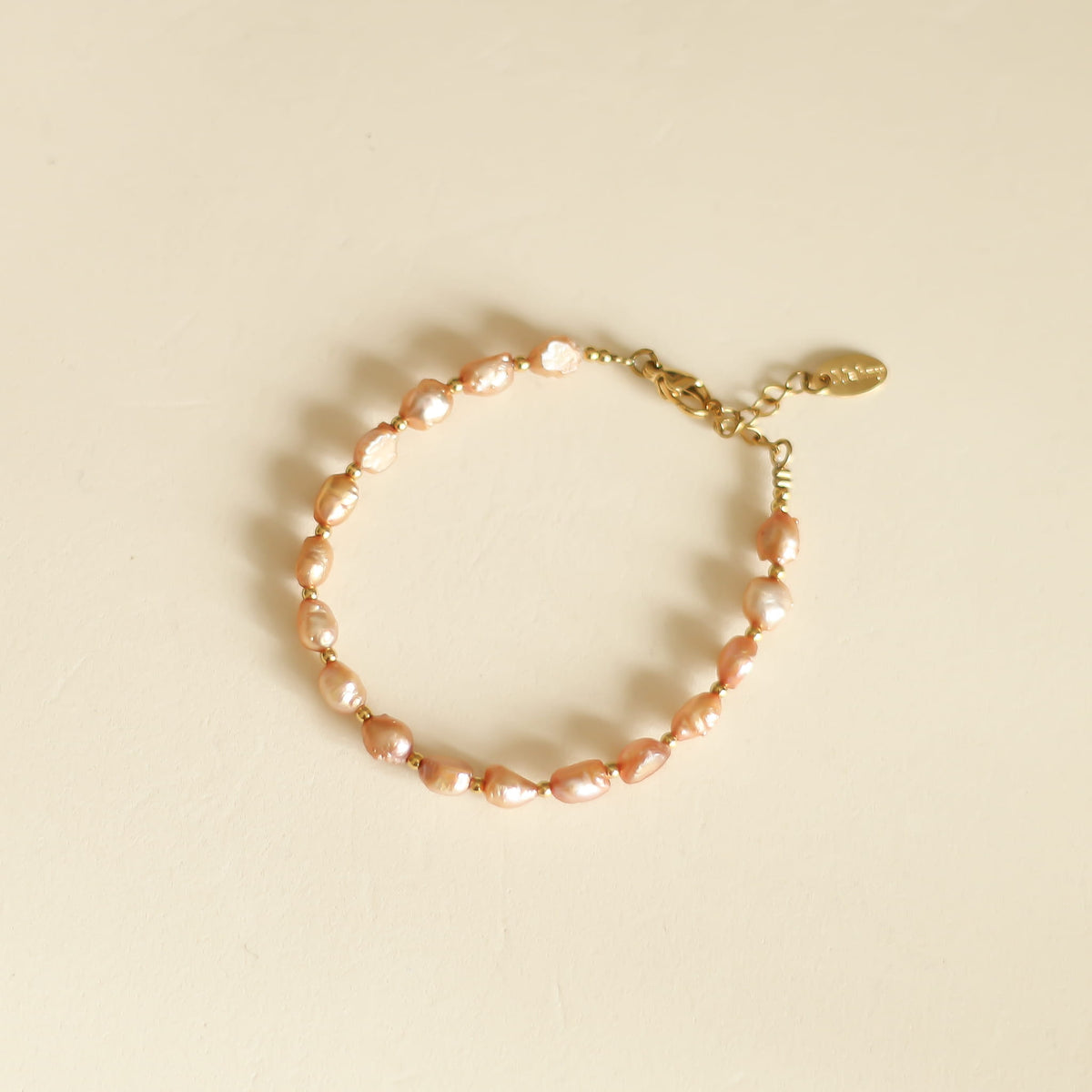 Bracelet Perle d'eau douce orangée