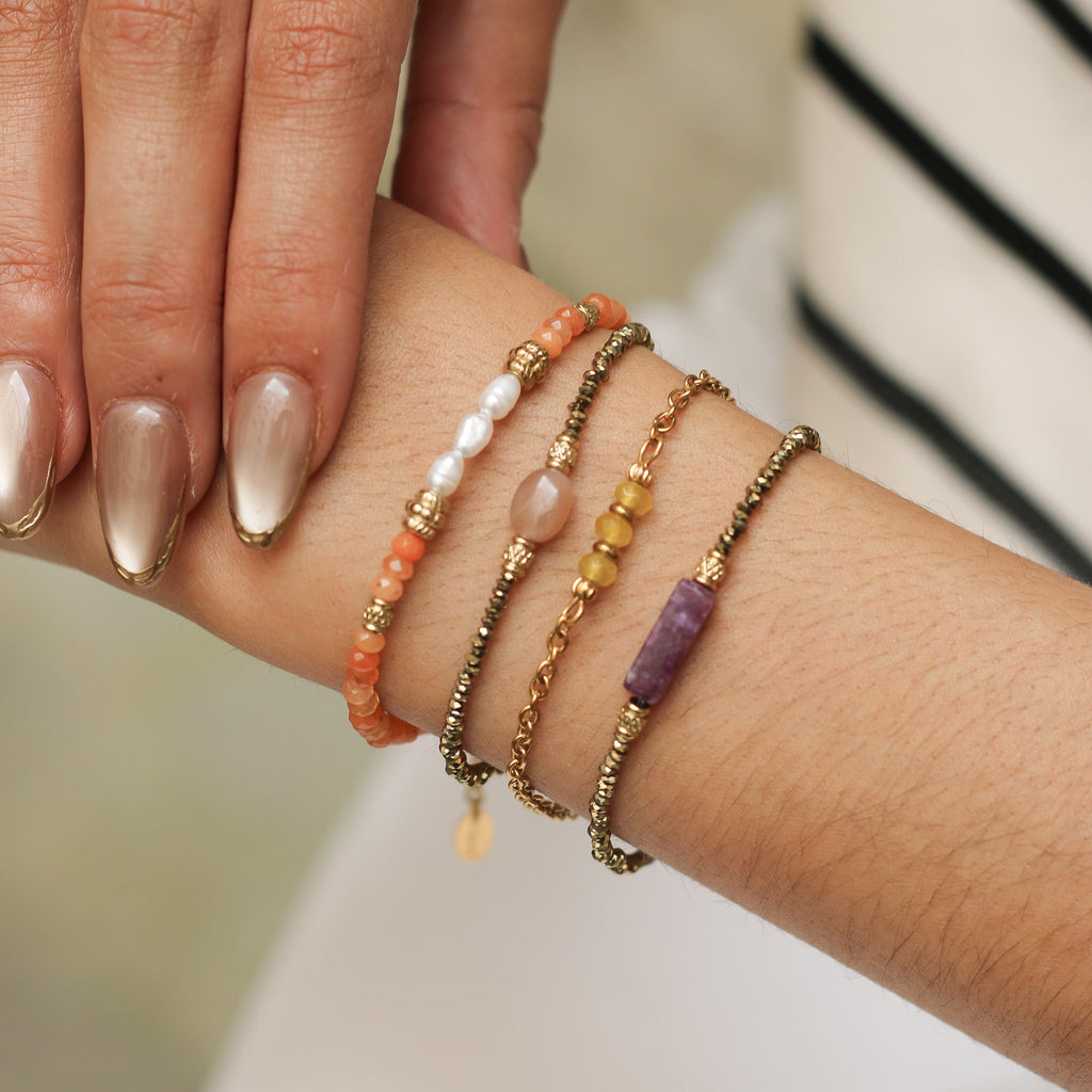 bracelet pierre naturelle agate orange