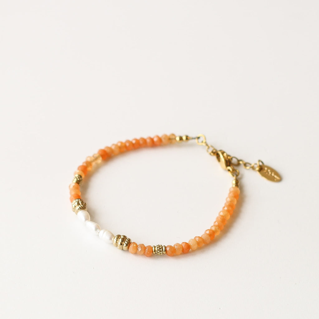 bracelet pierre orange acier doré 