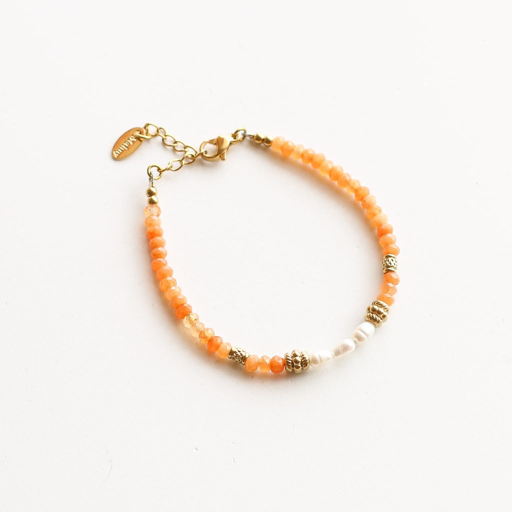 bracelet perle pierre agata orange