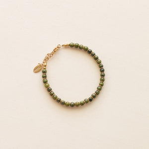Bracelet Billie Pyrite verte monté à la main à Paris