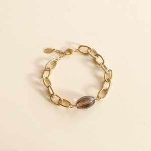 Bracelet Chaîne épaisse en acier inoxydable et Quartz Fumé 