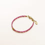 Bracelet Rubis perlé fin, vue rapprochée, Mahny pierres assemblées main, Paris.