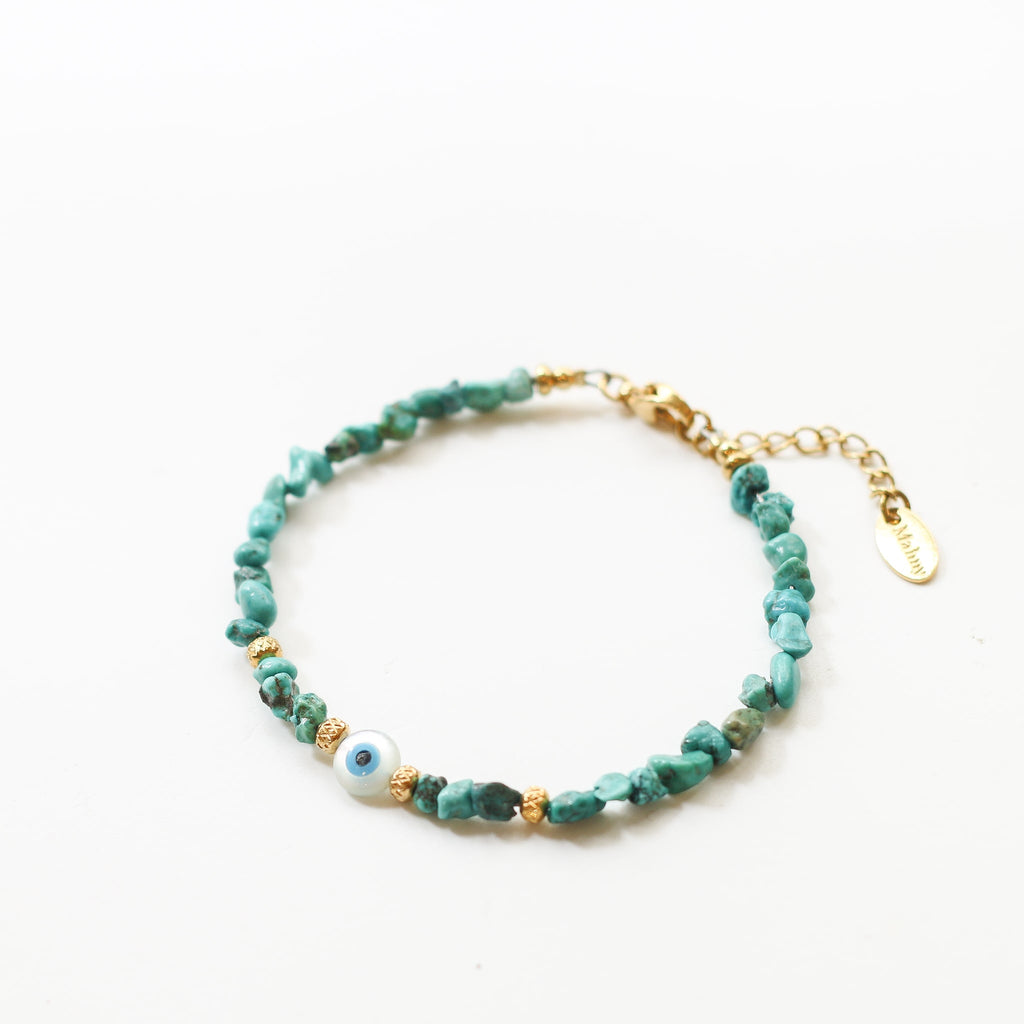 bracelet œil protecteur turquoise nacre doré