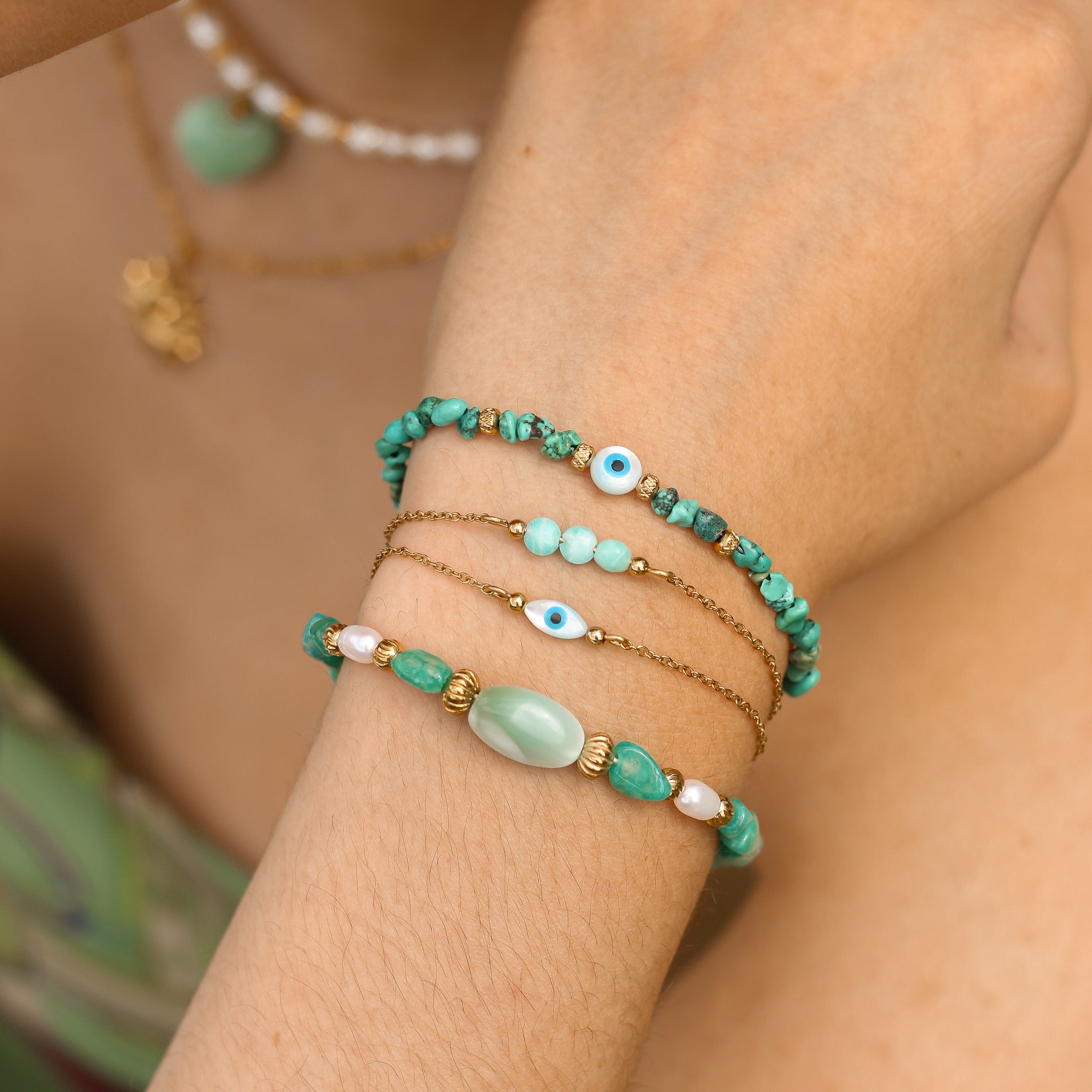 bracelet œil protecteur turquoise nacre créatrice