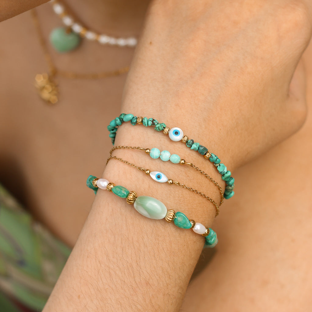 bracelet œil protecteur turquoise nacre créatrice