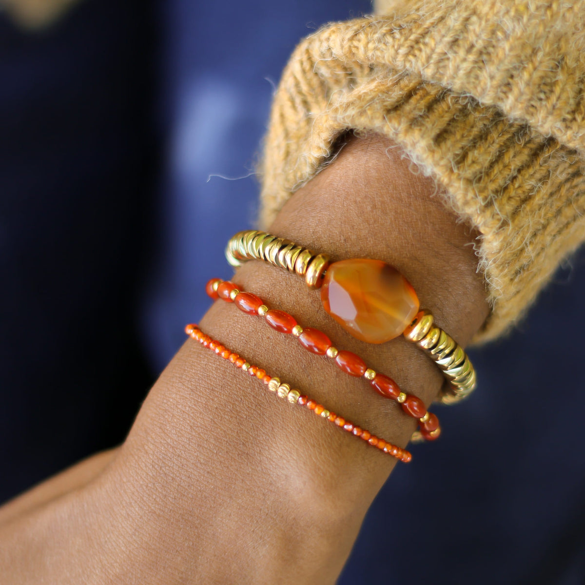 Bracelet Zirkon rouge orange perlé