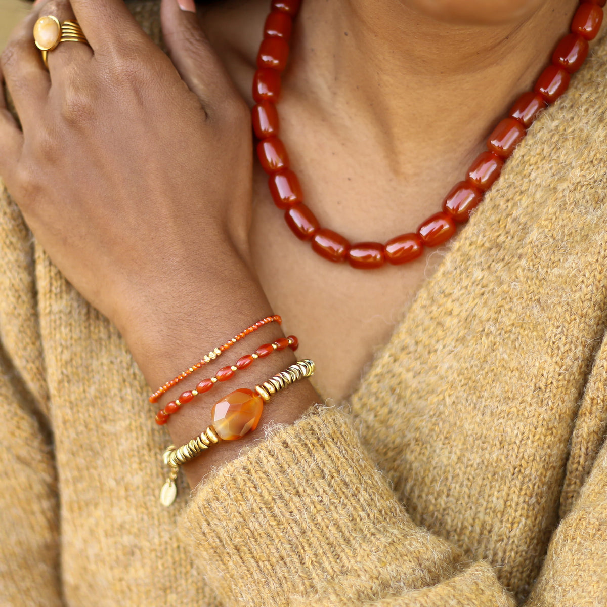 Bracelet Zirkon rouge orange perlé