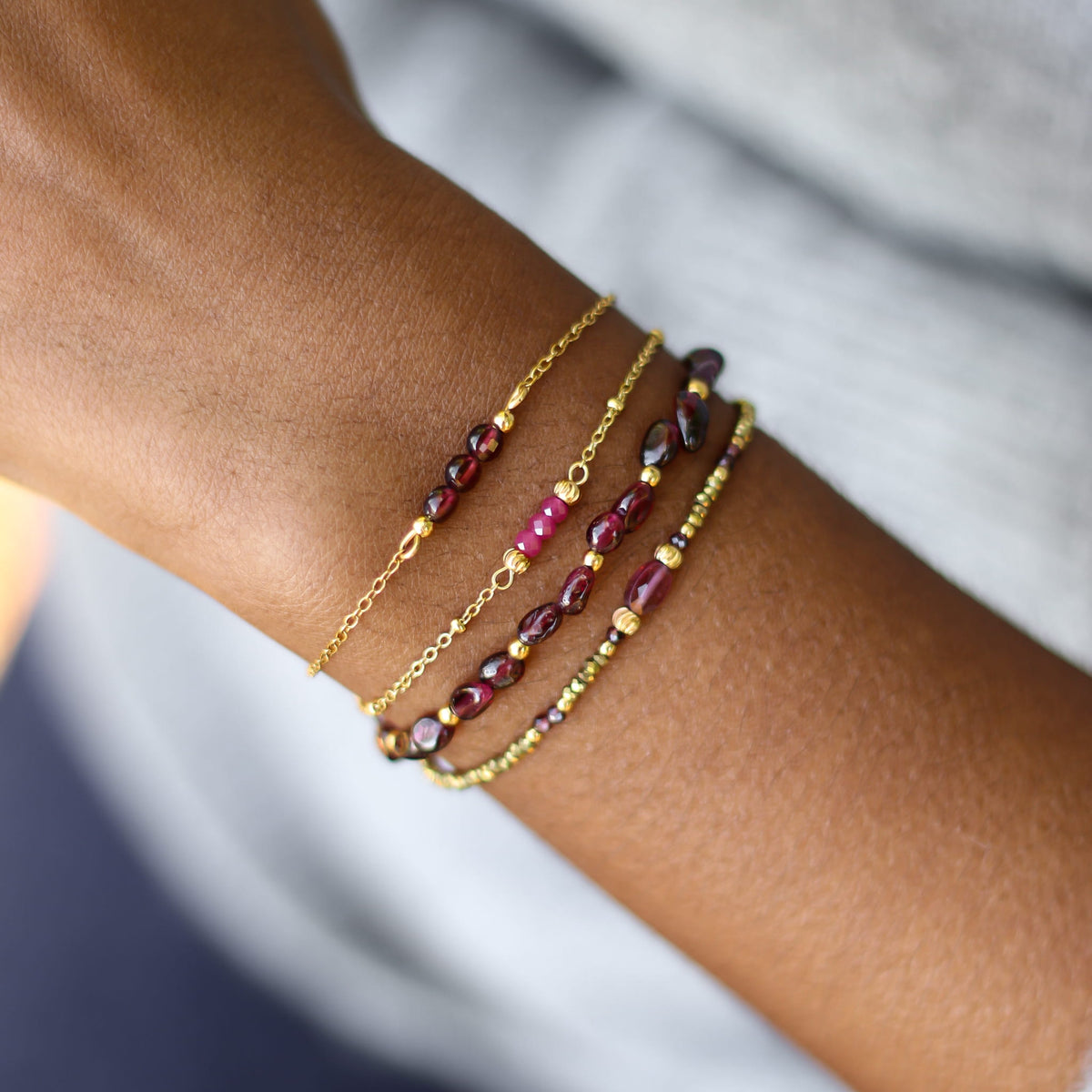 Bracelet Grenat perlé