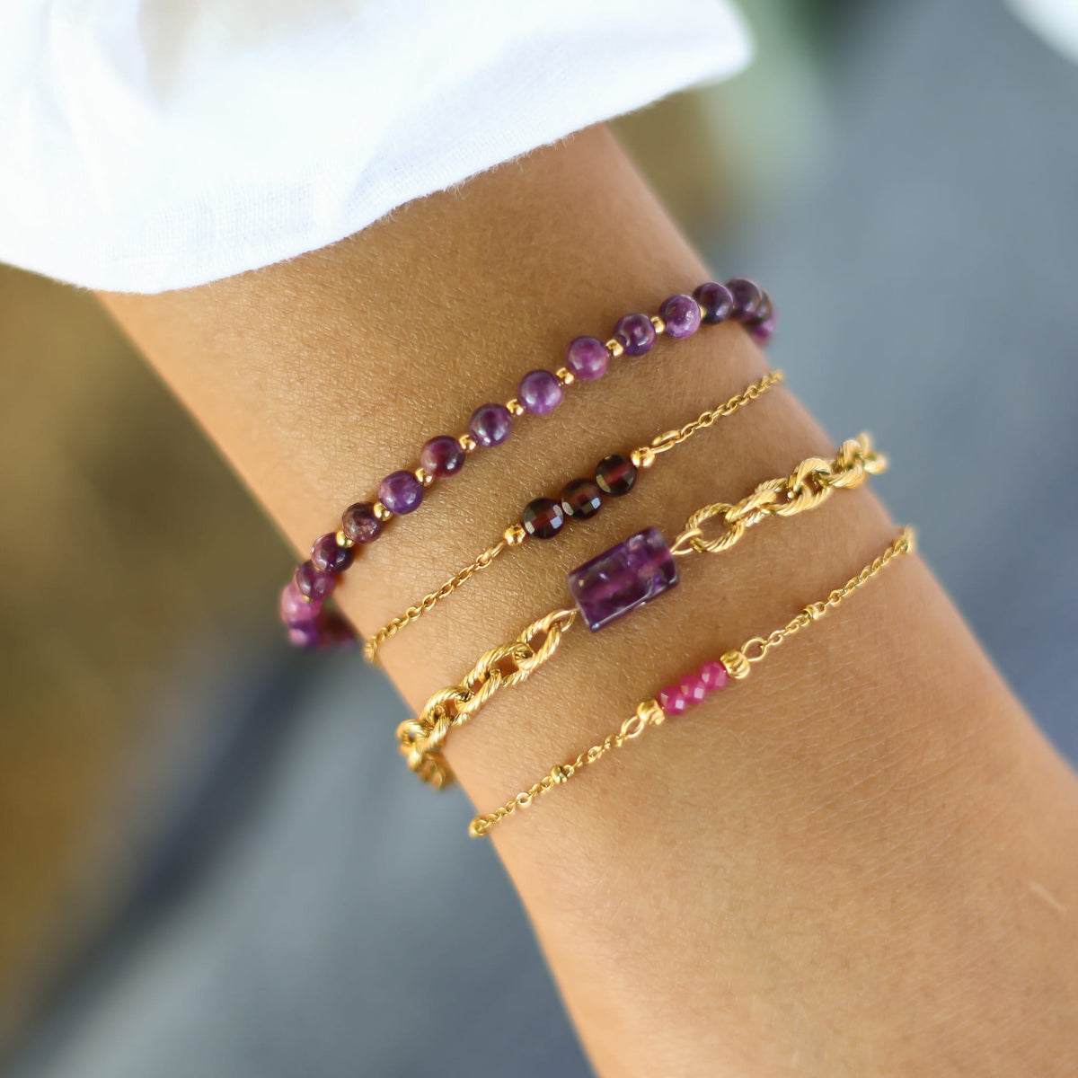 Bracelet Grenat 3 perles