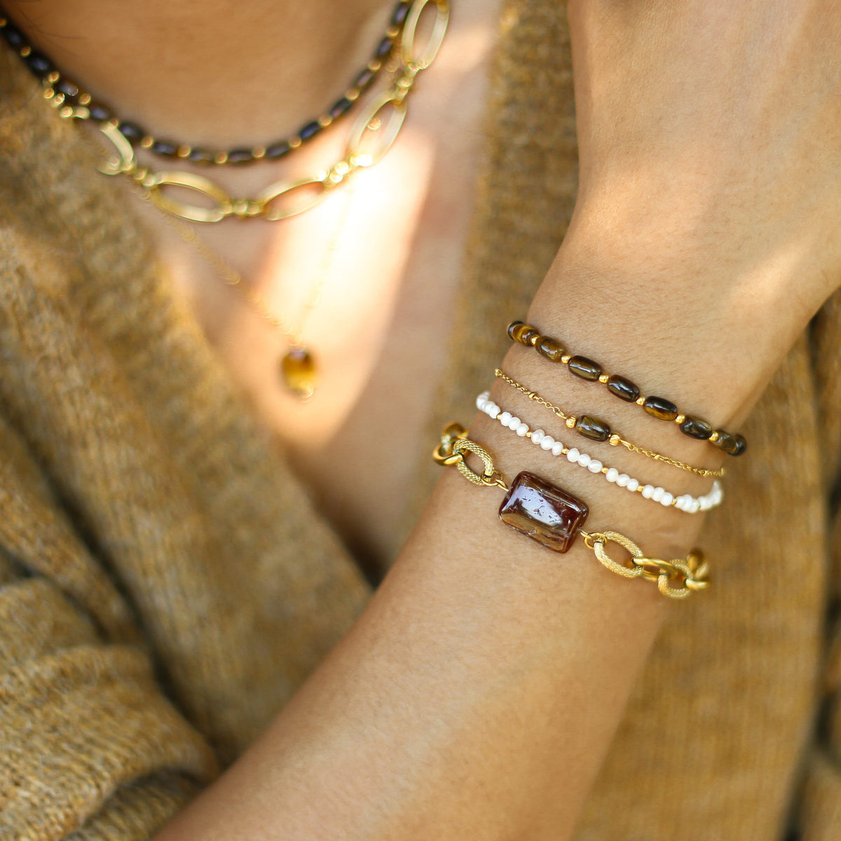 Bracelet Œil de tigre chaîne fine