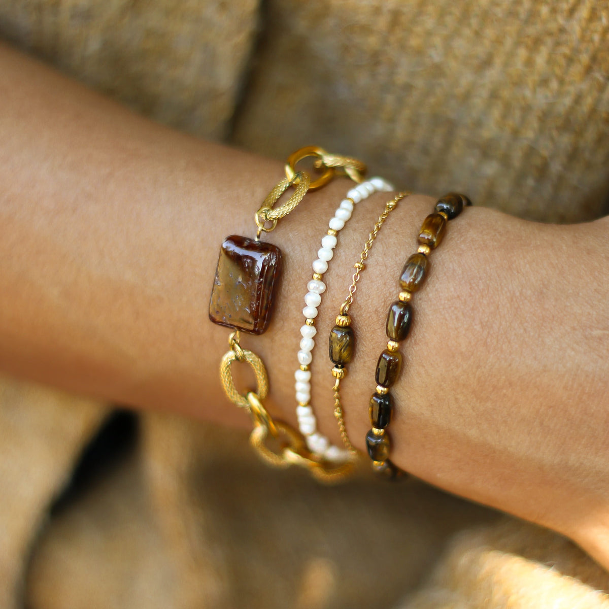 Bracelet Œil de tigre chaîne fine