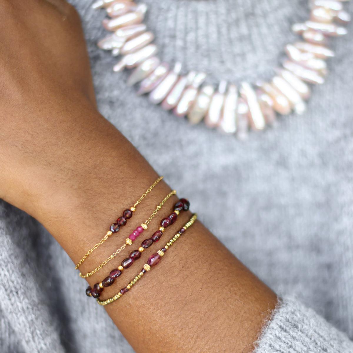 Bracelet Rubis chaîne fine