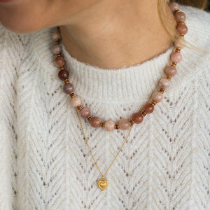 collier pour femme en pierres naturelles,  et orange