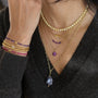 collier en perles d'Agate fuchsia, pierres naturelles sélectionnées à la main et chaine fine 