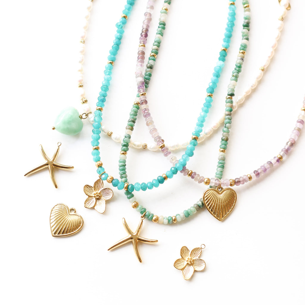 collier agate turquoise fleur bleu estival