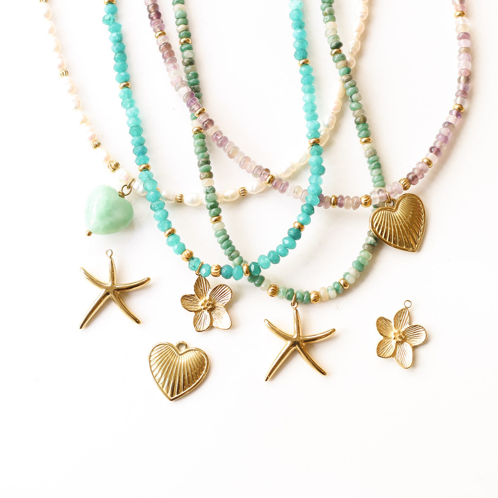collier agate turquoise fleur bleu création