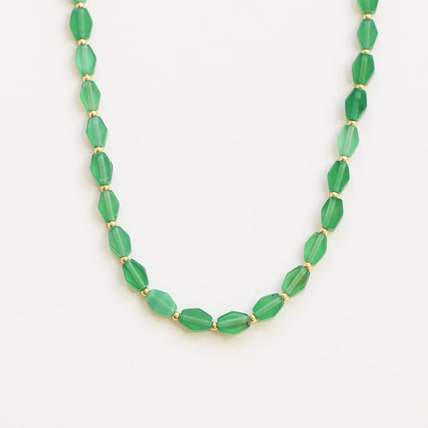 collier agate verte pierre acier gemme