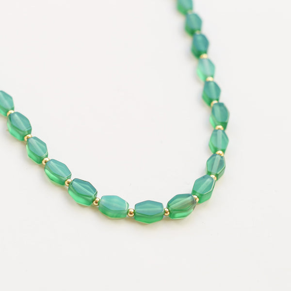 collier agate verte pierre acier créateur