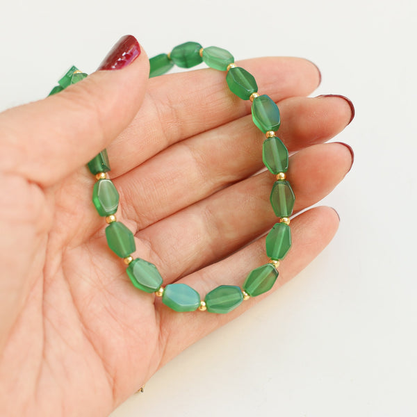 collier agate verte pierre acier inoxydable