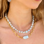 Collier en aigue-marine, assemblé à la main.