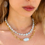 Collier en aigue-marine, pierre naturelle fine.