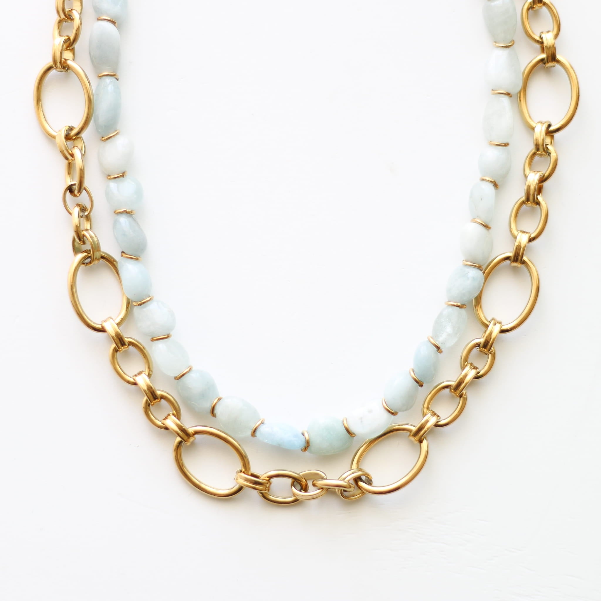 Collier en aigue-marine, bijou femme.