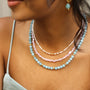 Collier en aragonite bleue, pierre naturelle fine.