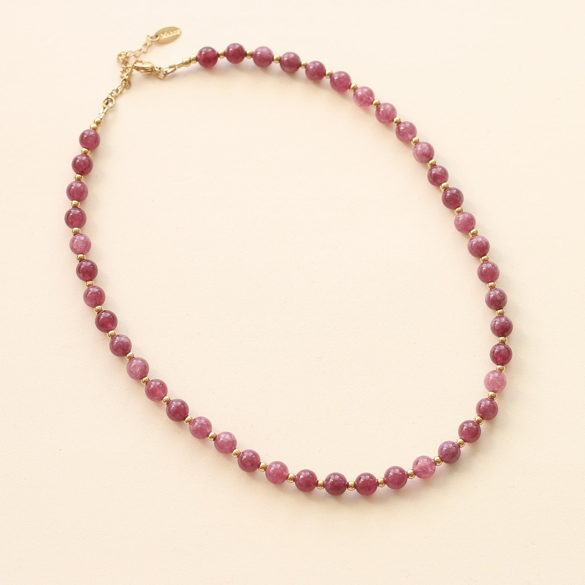 Collier minimaliste perles aragonite rose fait main