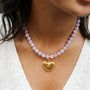 Collier en aragonite parme, pierre naturelle.