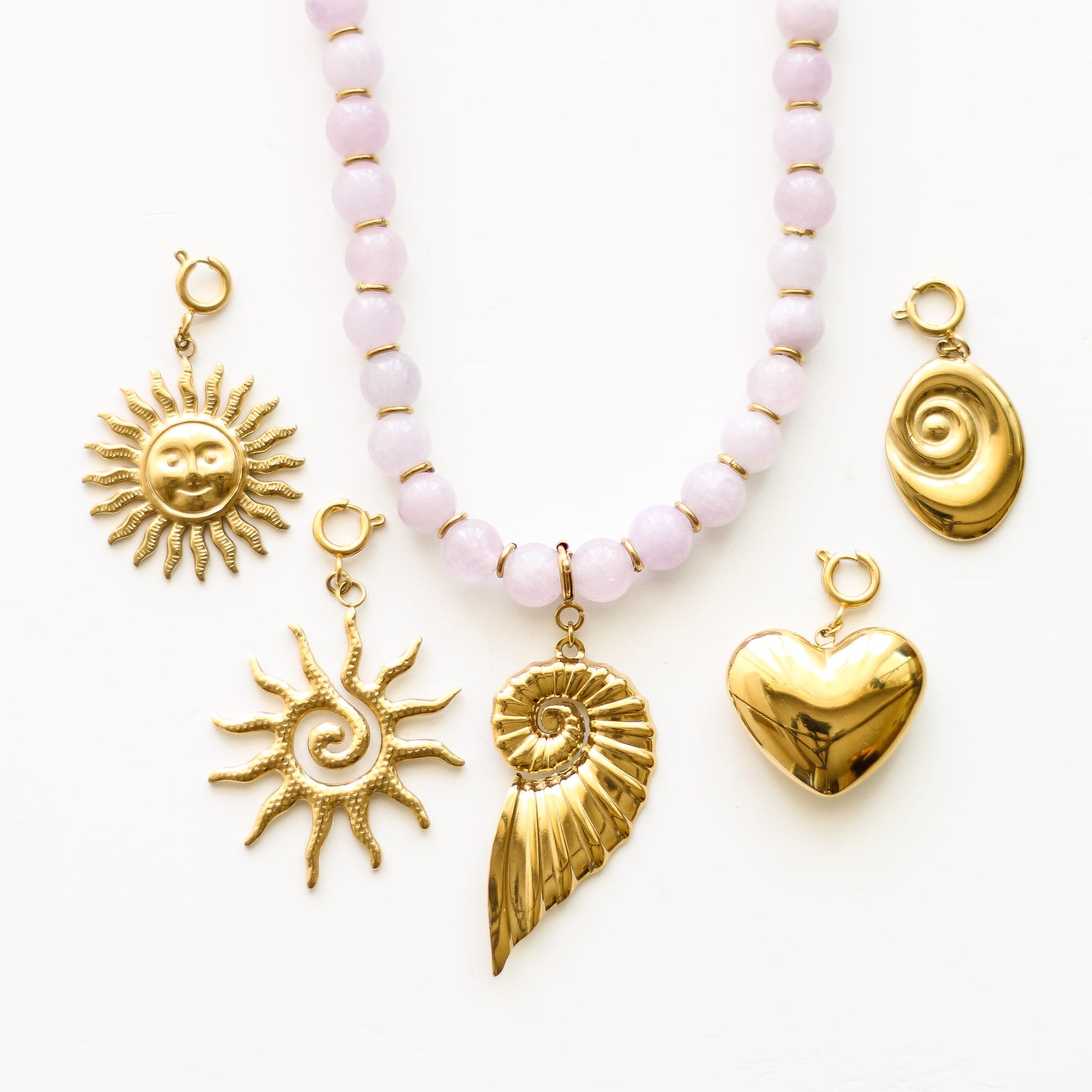 Collier en aragonite parme, bijou femme.