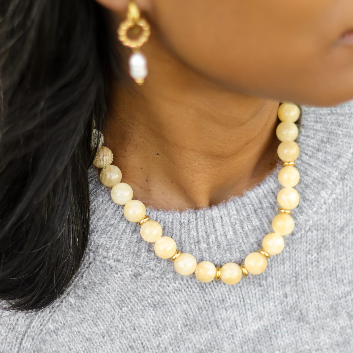 Collier Calcédoine Jaune chunky