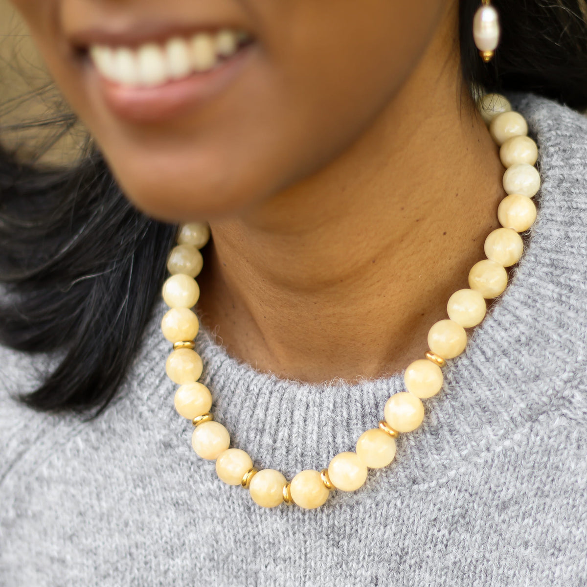 Collier Calcédoine Jaune chunky