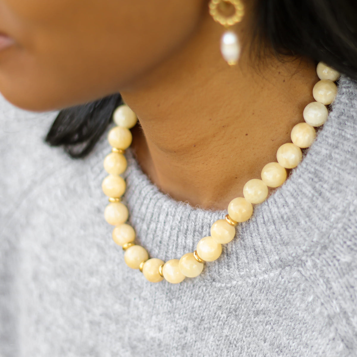 Collier Calcédoine Jaune chunky