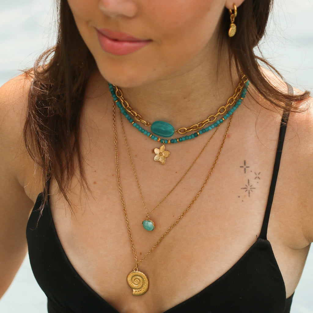 collier amazonite bleu lagon chaine lithothérapie 
