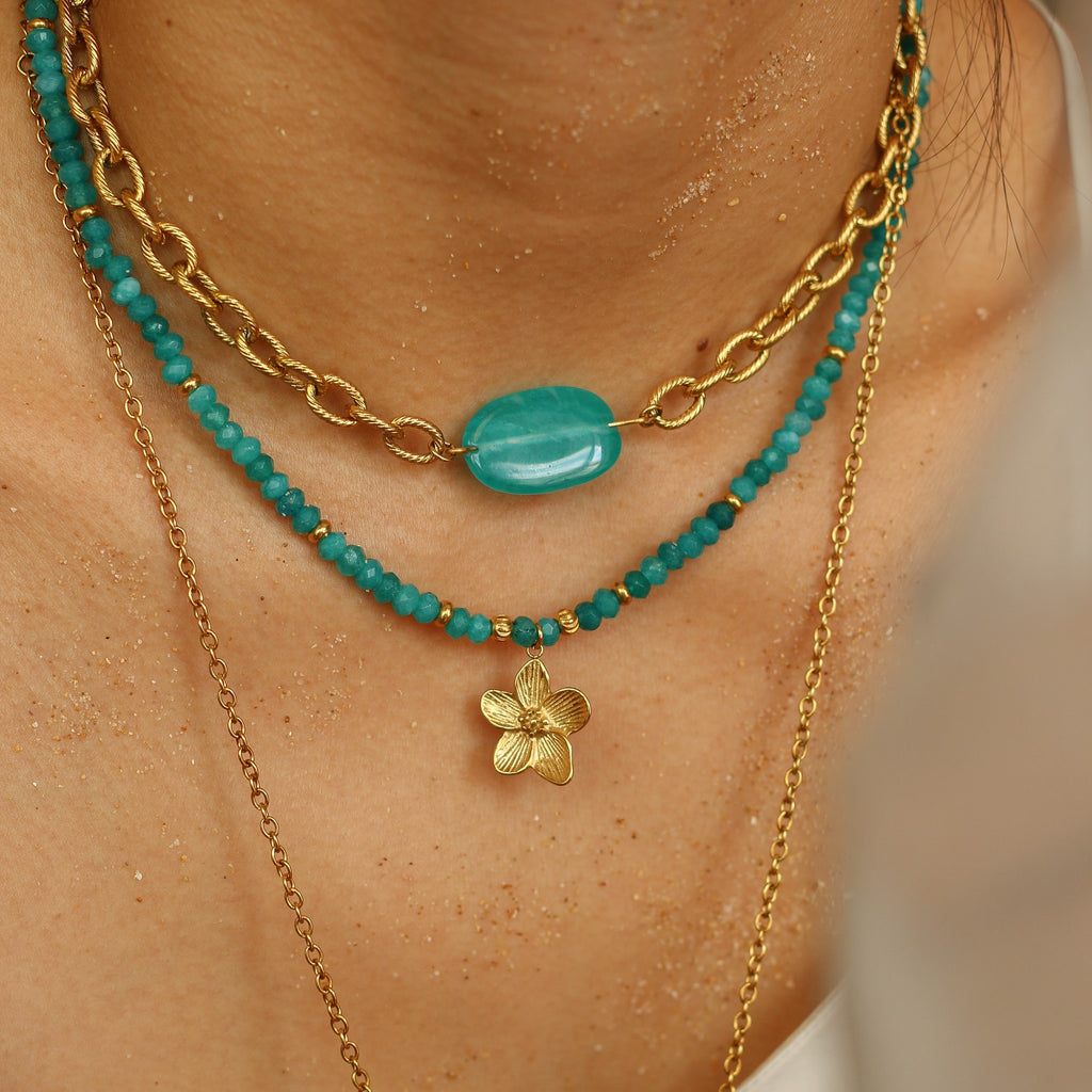 collier amazonite bleu lagon chaine créatrice