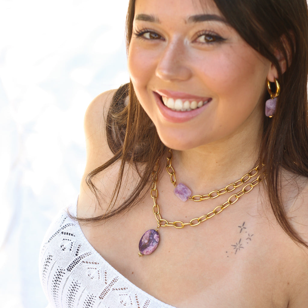 collier chaine améthyste lavande lilas france