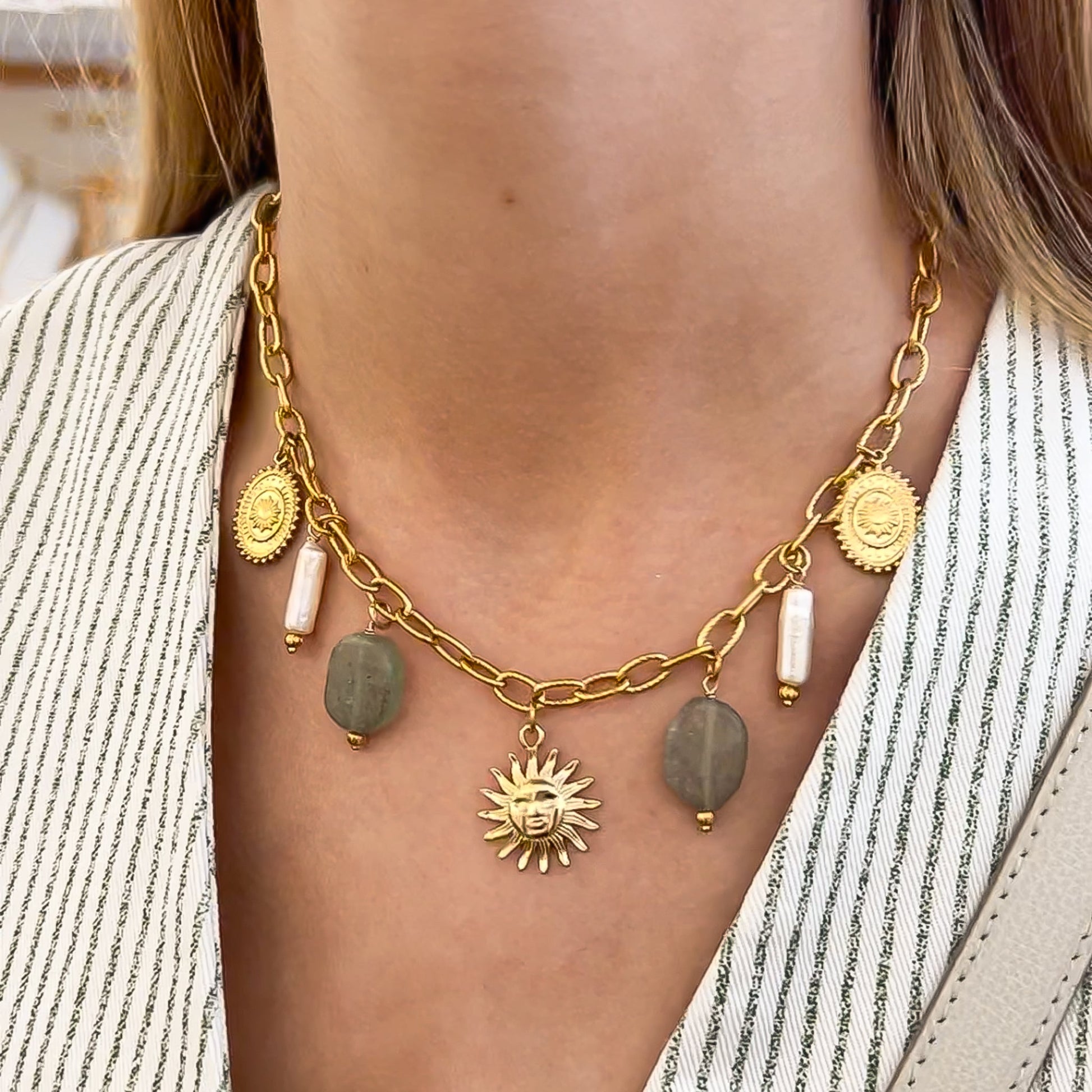 Pendentif Pierre Vert clair - Mahny Jewelry