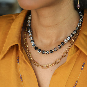 collier doré avec des maillons trombone en acier inoxydable