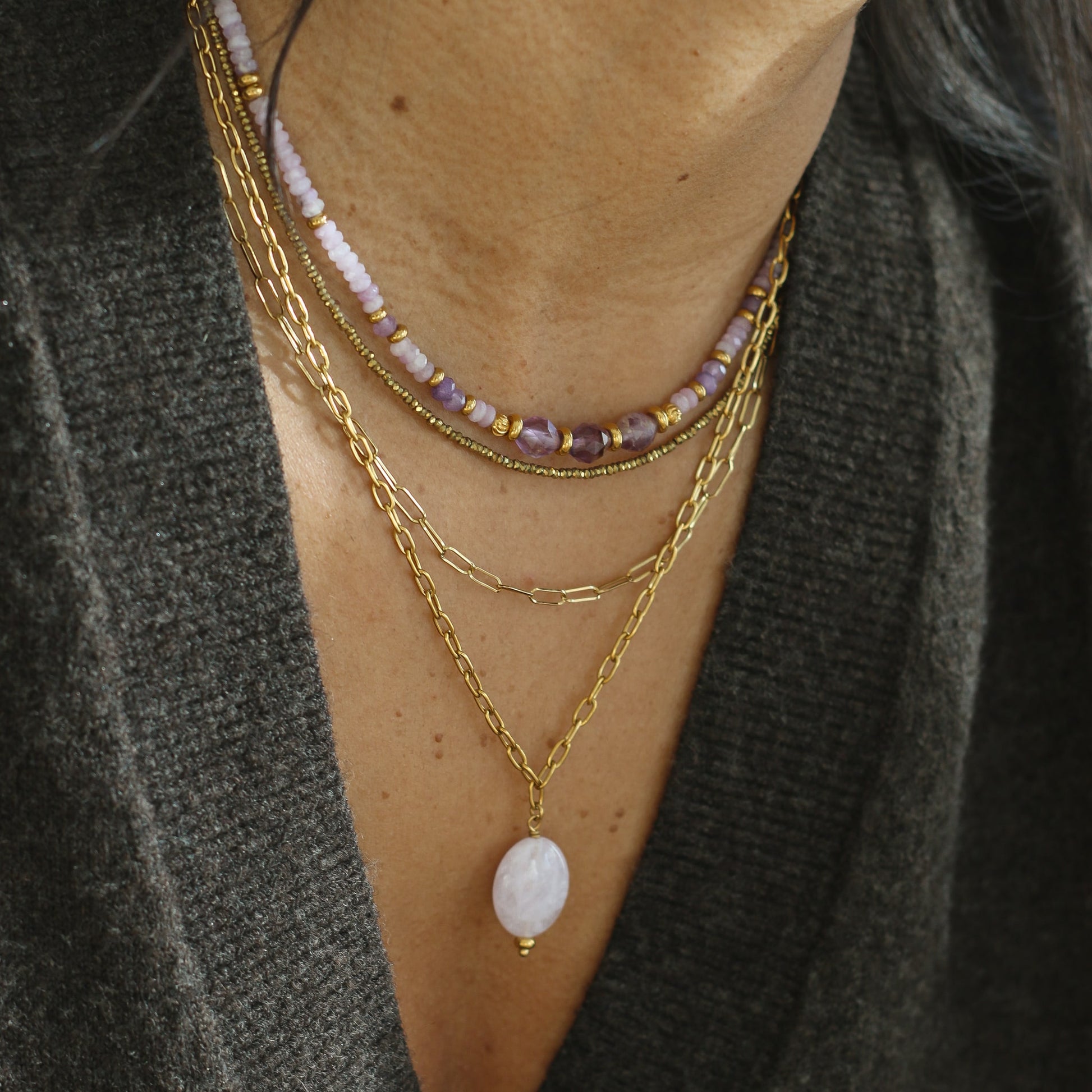 chaine dorée en acier inoxydable collier fin en maillons trombones