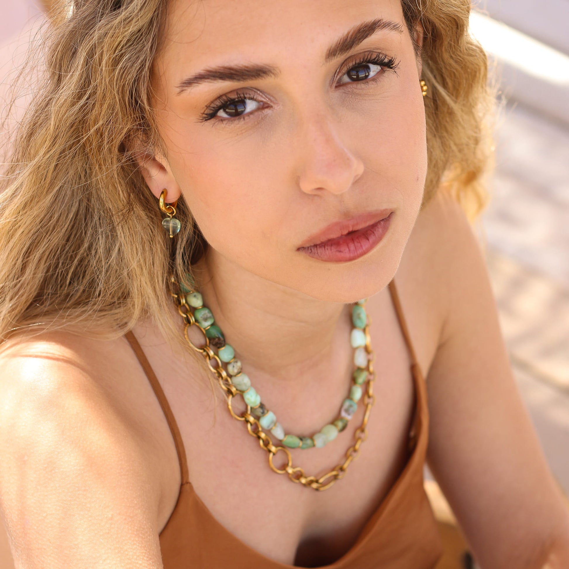 Collier en chrysoprase, création faite main.
