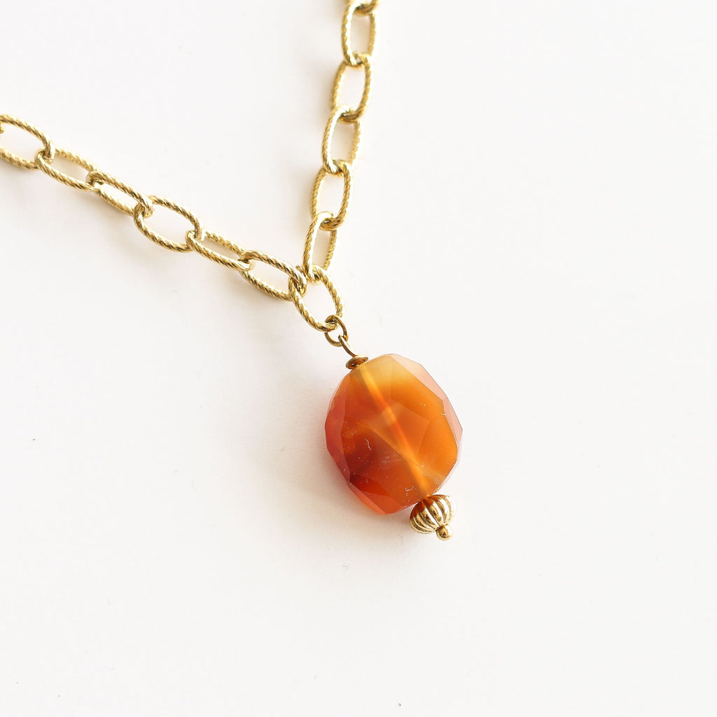 collier cornaline pendentif femme création paris