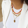 Collier chaîne Cornaline modulable, vue à plat, Mahny pierres assemblées main, Paris.
