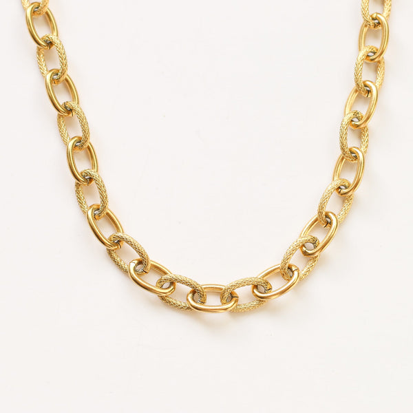 collier court chaine mixte acier or