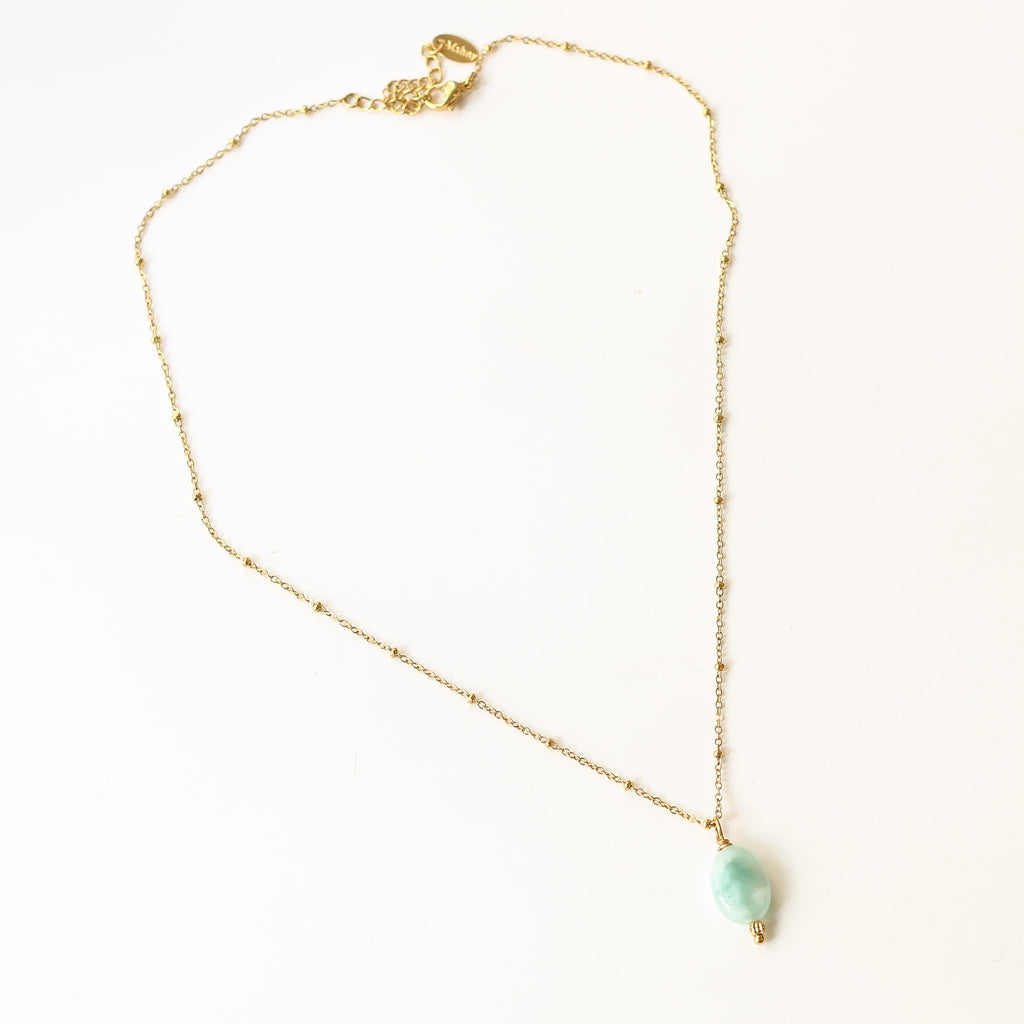 collier doré angélite vert pastel cadeau