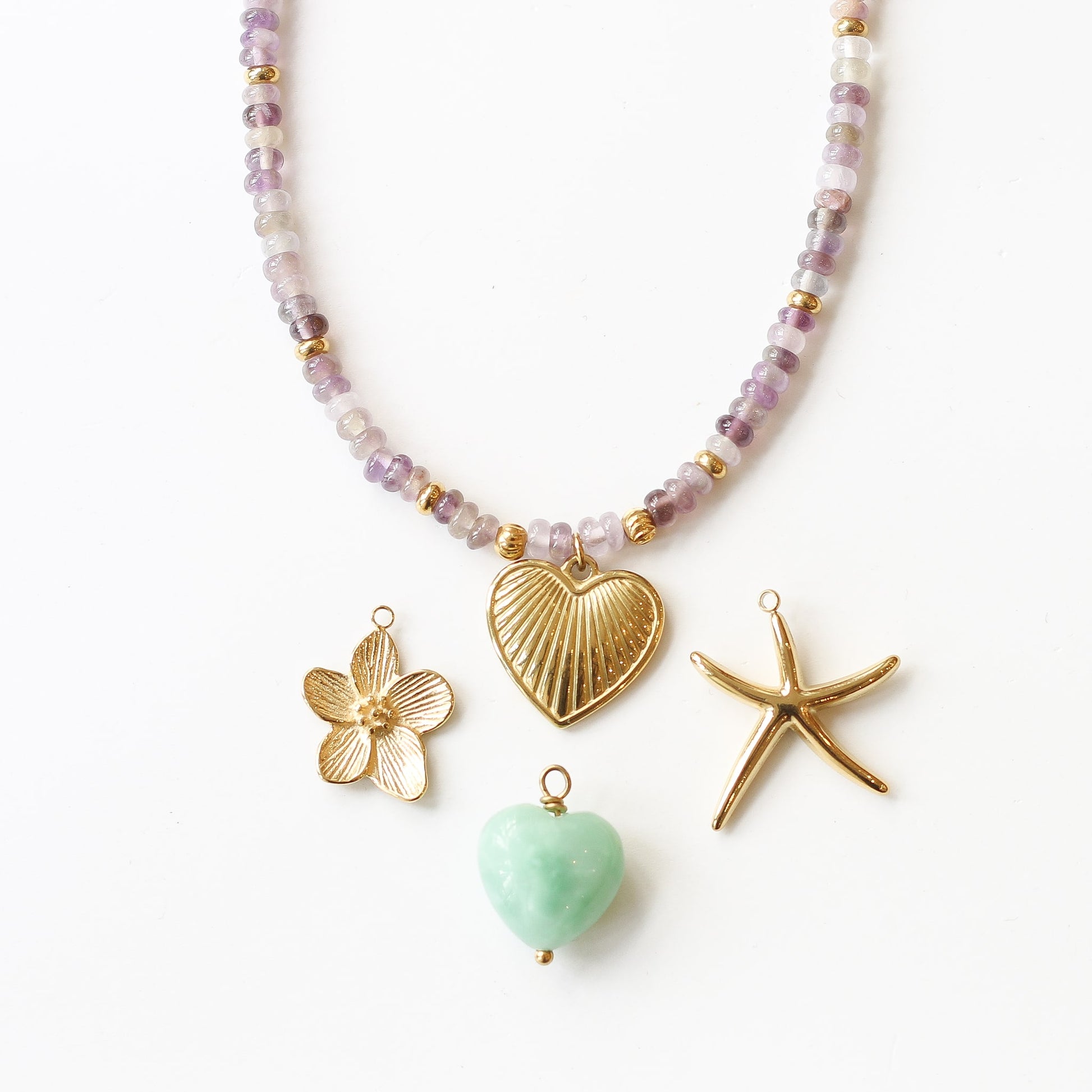 Collier perlé Fluorite