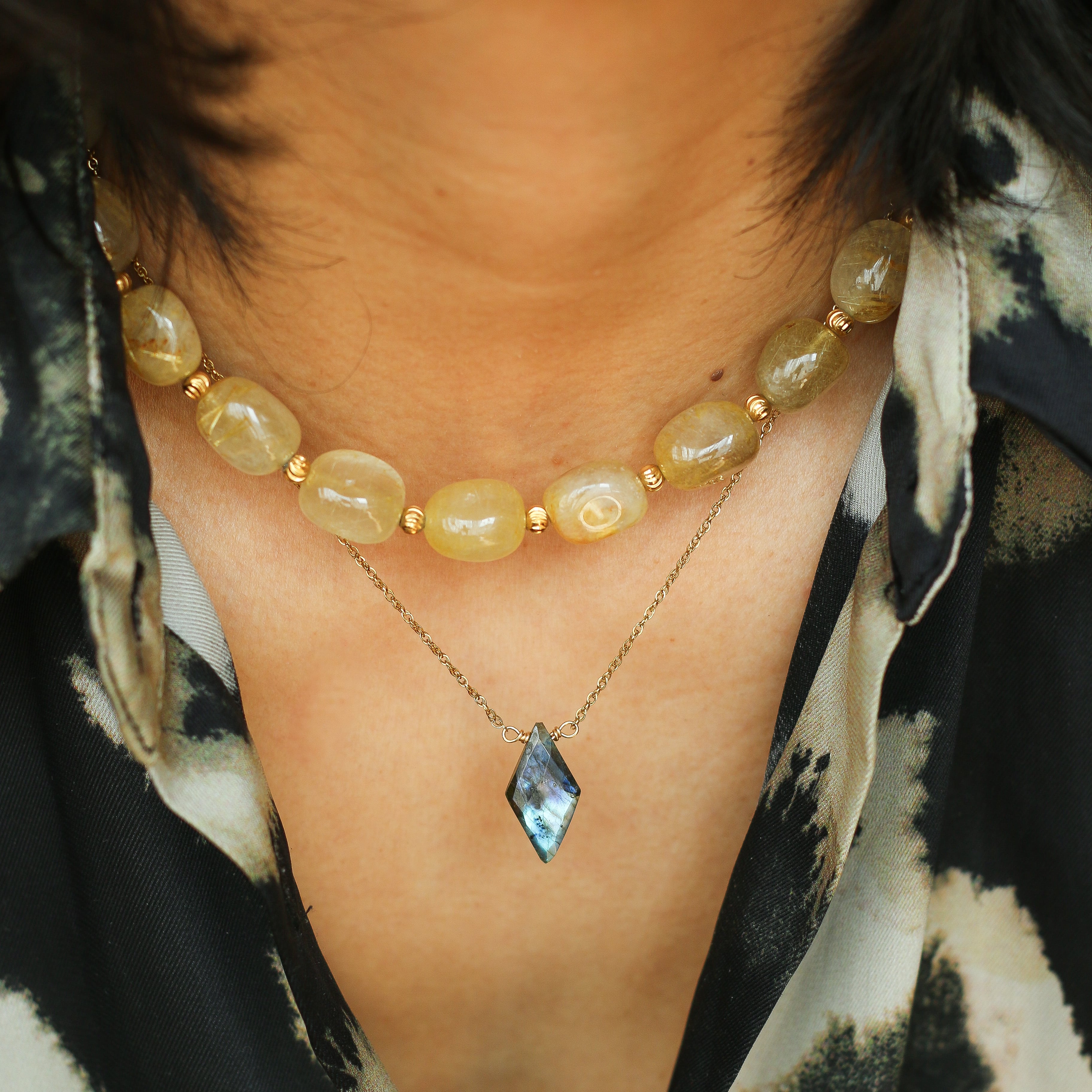 Collier Galets Quartz Rutile
